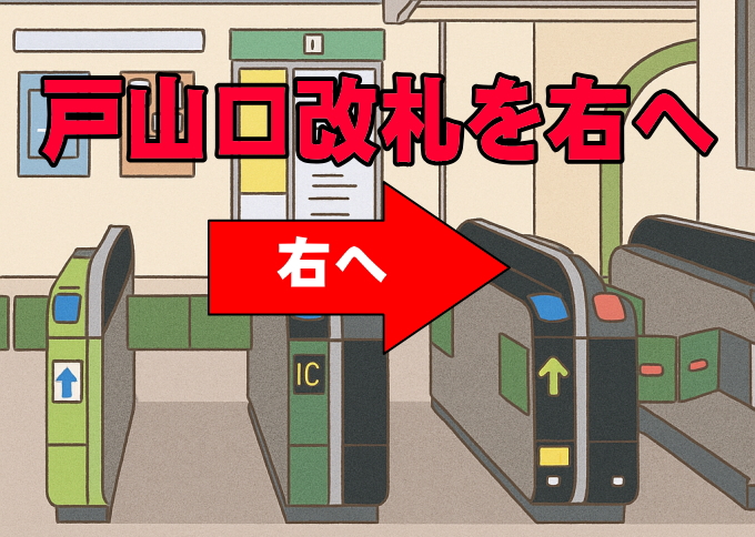 JR高田馬場駅　戸山口改札を右へ
