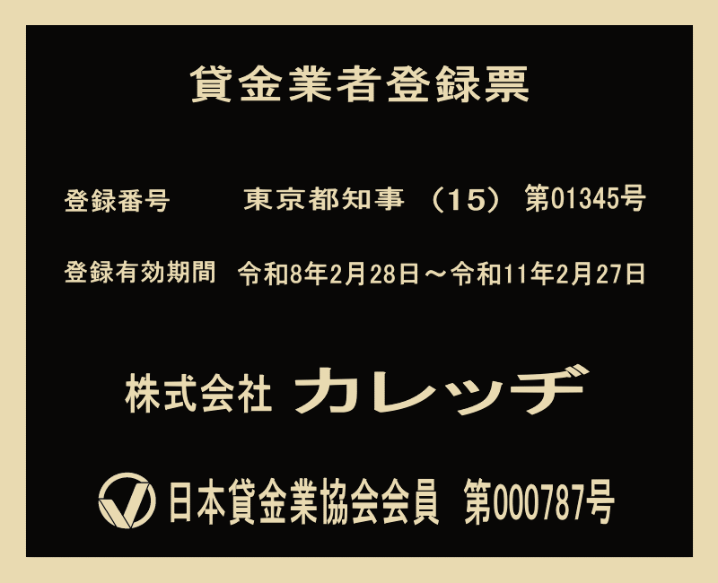 貸金業者登録票